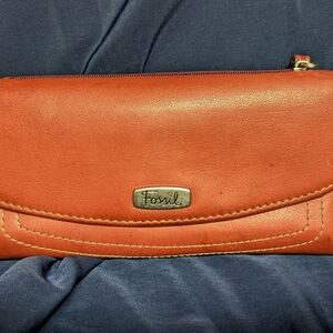 Vintage Fossil "Long Live Vintage" Red Leather Wallet